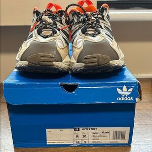 Adidas Hyperturf Shoes - Vibrant Orange and Subtle Gray